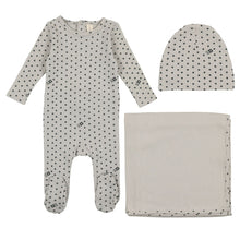 Load image into Gallery viewer, Lilette Cloud/Navy Ribbed Star Layette Set
