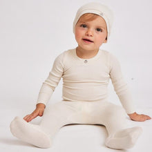 Load image into Gallery viewer, Little Parni White Ivory Logo Footie with Beanie
