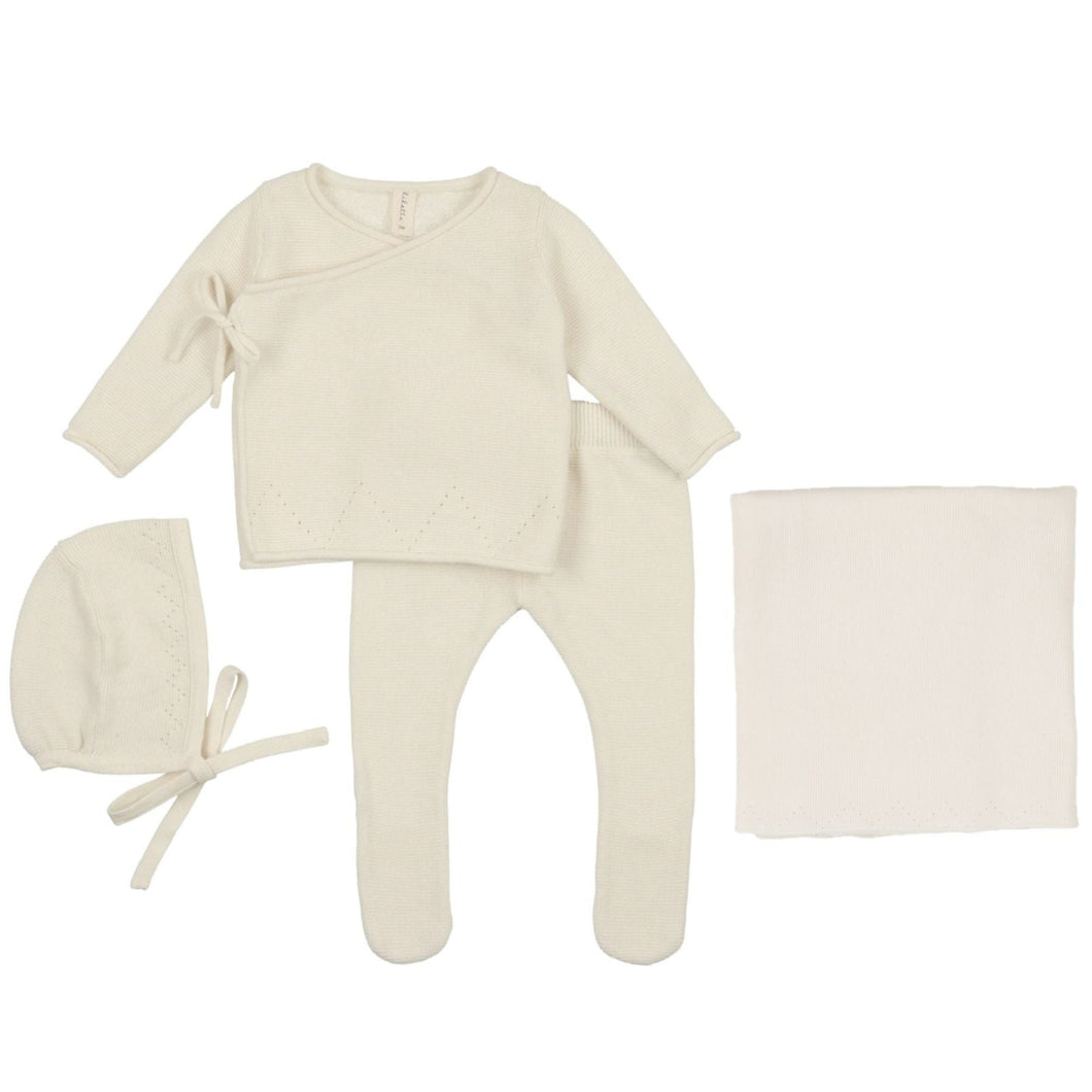 Lil Legs Winter White Classic Knit 4 piece Bris Set