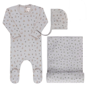 Ely's and Co Blue Garden Floral Print Layette Set
