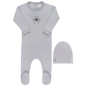 Ely's and Co Blue Garden Floral Center Stretchie and Beanie