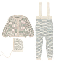 Load image into Gallery viewer, Ely&#39;s &amp; Co Blue Popcorn Knit Cardigan/Romper Set
