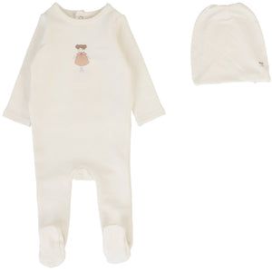 Lilette Cream/Doll Graphic Stretchie with Beanie