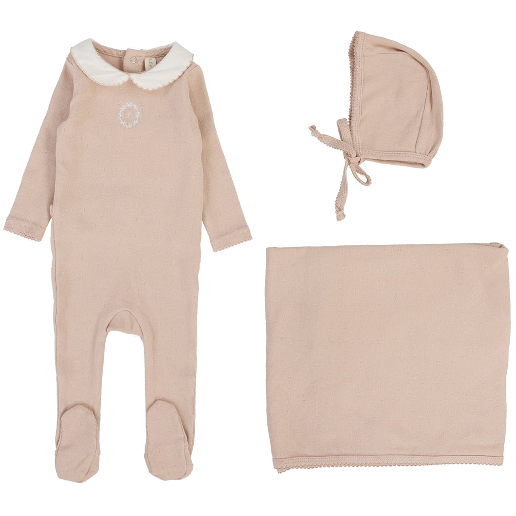 Lilette Dusty Pink Emblem Embroidered Layette Set