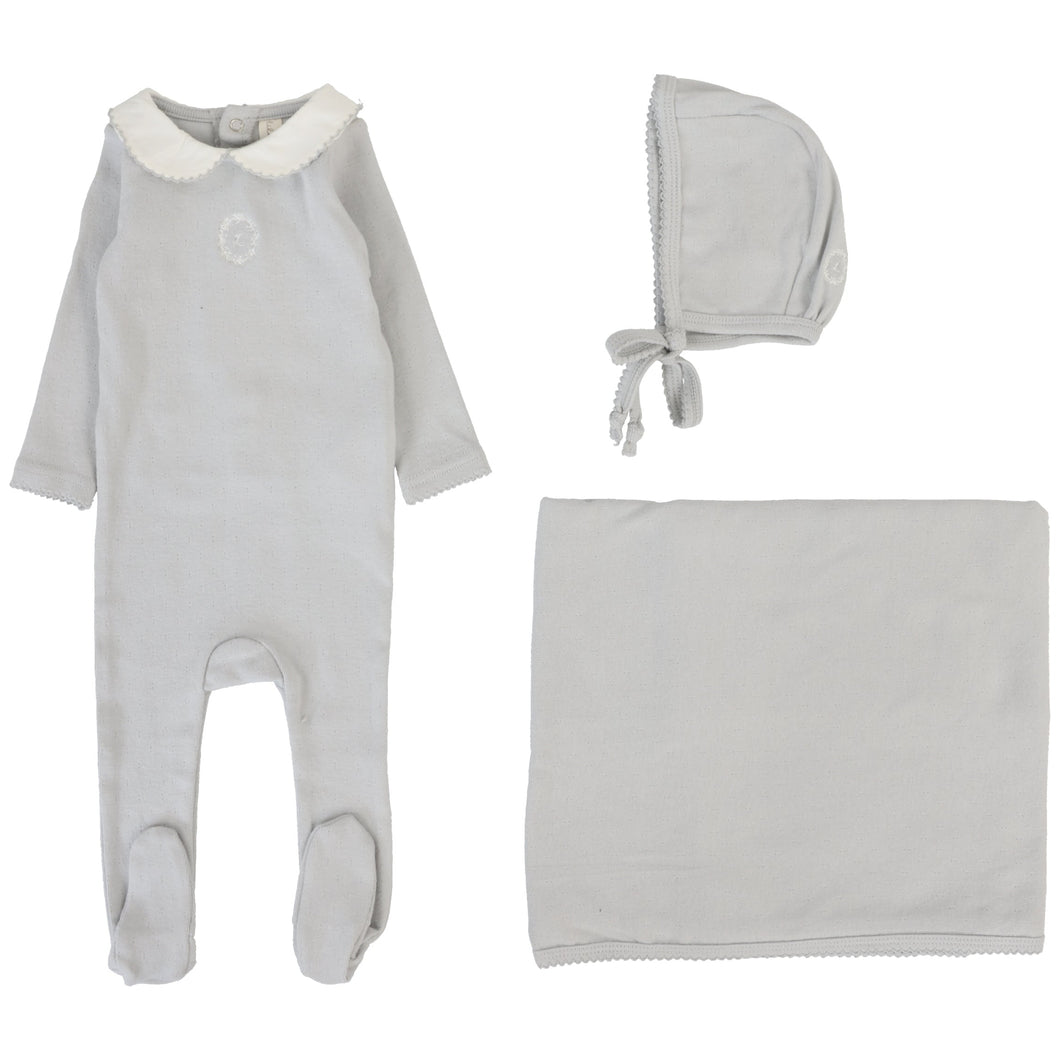 Lilette Pale Blue Emblem Embroidered Layette Set