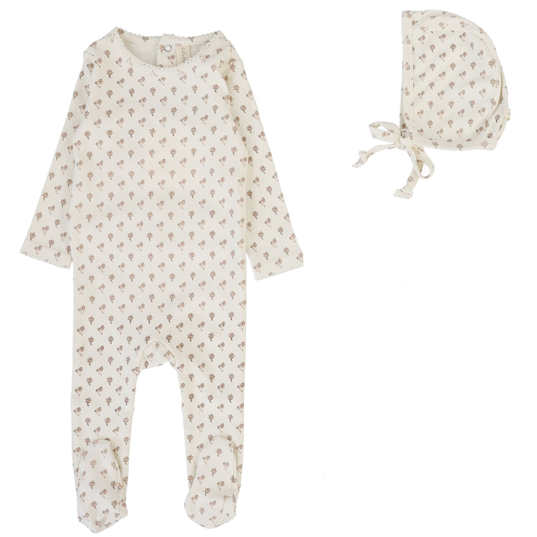 Lilette Milk Ballard Print Stretchie with Bonnot