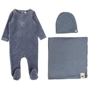 Lilette Slate Forest Graphic Velour Layette Set