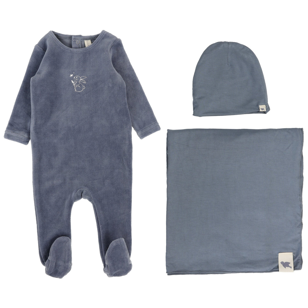 Lilette Slate Forest Graphic Velour Layette Set