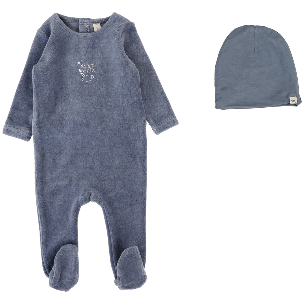 Lilette Slate Forest Graphic Velour Stretchie with Beanie
