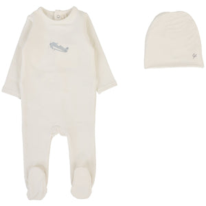 Lilette Cream/Airplane Graphic Stretchie with Beanie