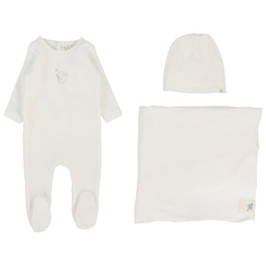 Lilette Winter White/Oat Forest Graphic Velour Layette Set