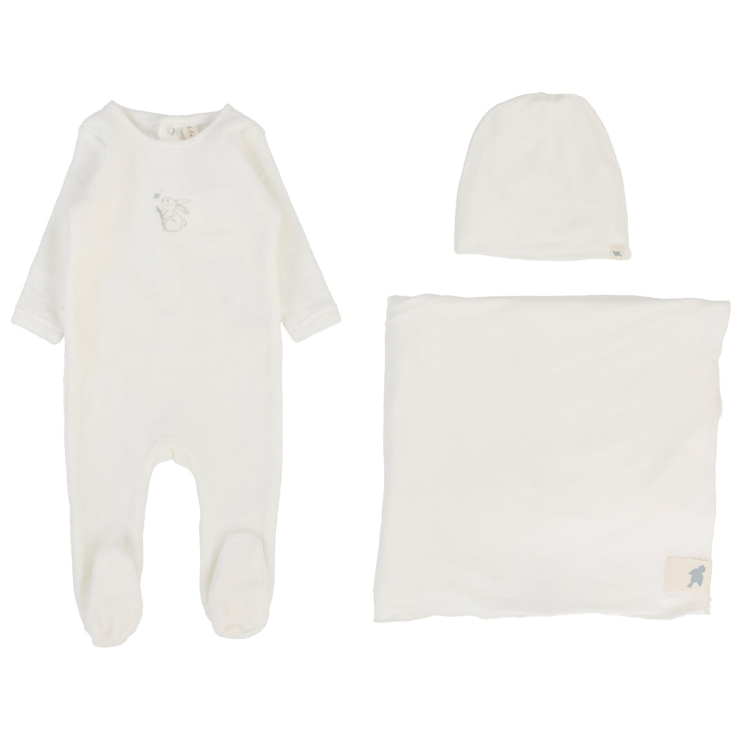 Lilette Winter White/Oat Forest Graphic Velour Layette Set