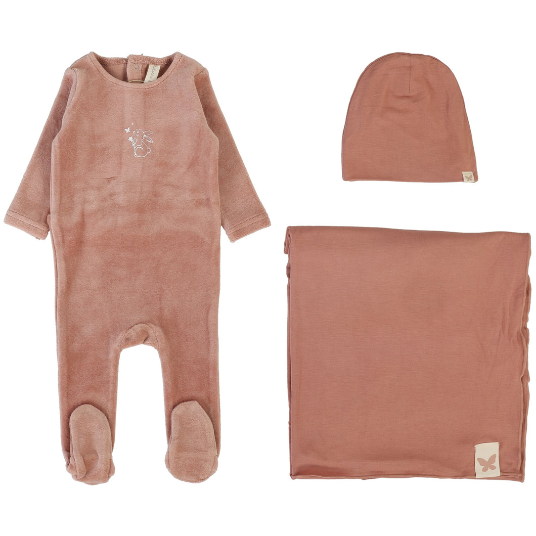 Lilette Deep Pink Forest Graphic Velour Layette Set