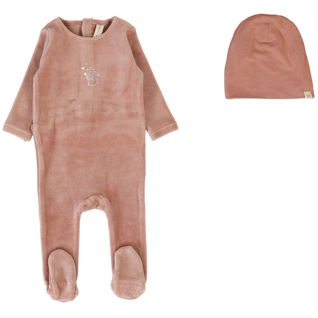 Lilette Deep Pink Forest Graphic Velour Stretchie with Beanie