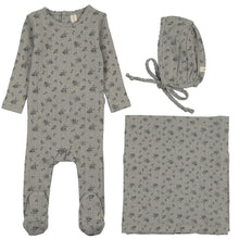 Load image into Gallery viewer, Lilette Light Blue Garden Cluster Print Layette Set
