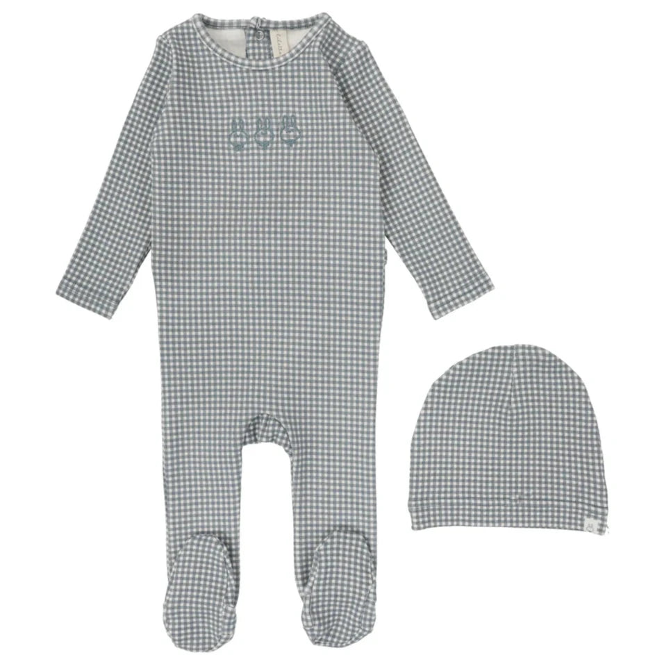 Lilette Blue Gingham Stretchie with Beanie