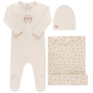 Ely's and Co Ivory Garden Floral Center Layette Set- Girl