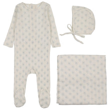 Load image into Gallery viewer, Lilette Cream/Blue Geo Floral Printed Layette Set
