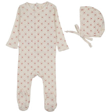 Load image into Gallery viewer, Lilette Cream/Pink Geo Floral Printed Stretchie with Bonnet
