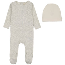 Load image into Gallery viewer, Lilette Cream/Blue Leaf Trail Stretchie with Beanie
