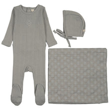 Load image into Gallery viewer, Lilette Light Blue Geo Floral Embroidered Layette Set
