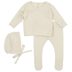 Lil Legs Winter White Classic Knit Bris Set