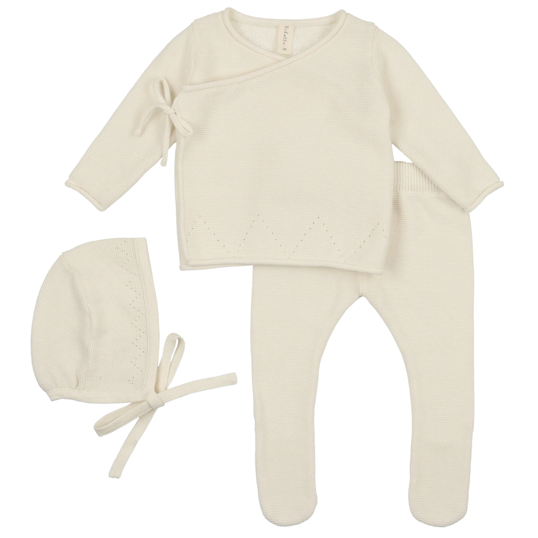 Lil Legs Winter White Classic Knit Bris Set