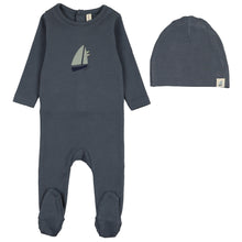 Load image into Gallery viewer, Lilette Off Navy Nautical Graphic Stretchie with Beanie
