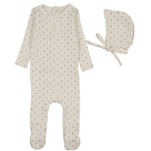 Load image into Gallery viewer, Lilette Cream/Pink Floret Print Stretchie with Bonnet
