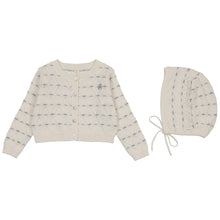 Load image into Gallery viewer, Lillete Cream/Light Blue Sweetheart Cardigan Set

