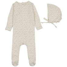 Load image into Gallery viewer, Lilette Cream/Blue Printed Wrapover Stretchie with Bonnet
