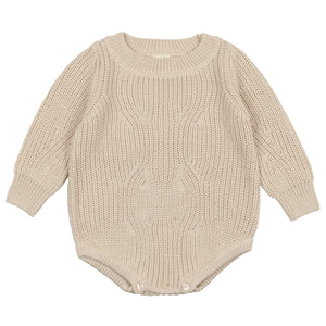 Analogie by Lil Legs Natural Chunky Knit Romper