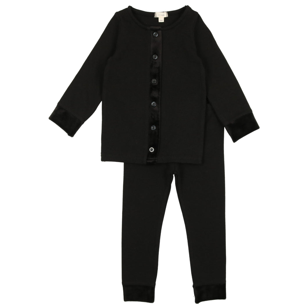 Lil Legs Black Velour Trim Pajama Set