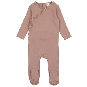 Lil Legs Mauve Velour Trim Stretchie