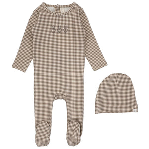 Lilette Oatmeal Gingham Stretchie with Beanie