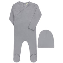 Load image into Gallery viewer, Ely&#39;s and Co Blue/Silver Organic Amore Pointelle Stretchie and Beanie
