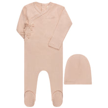 Load image into Gallery viewer, Ely&#39;s and Co Pink/Rose Gold Organic Amore Pointelle Stretchie and Beanie
