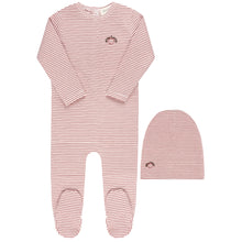 Load image into Gallery viewer, Ely&#39;s and Co Pink Metallic Stripe Collection Stretchie and Beanie

