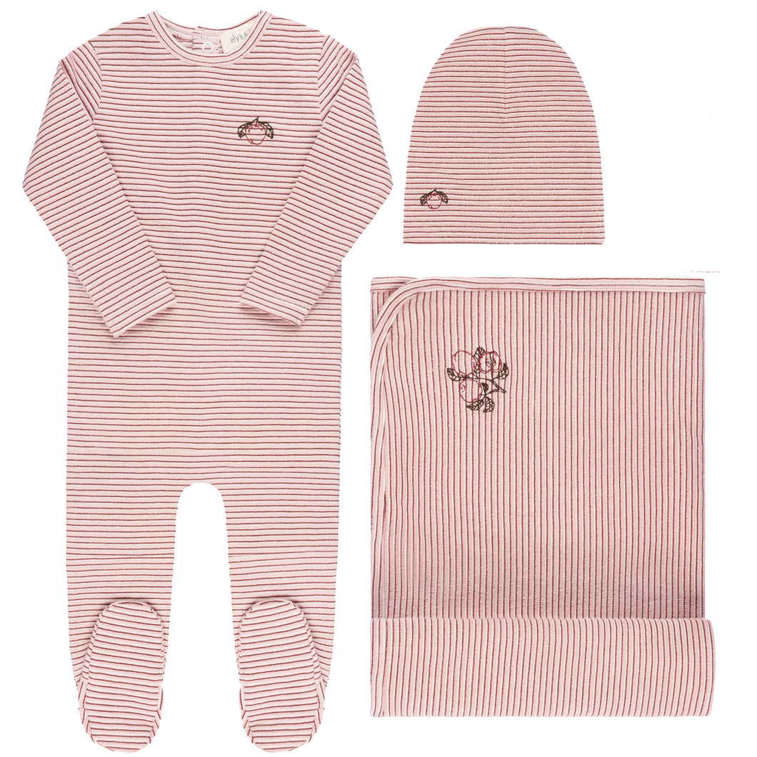 Ely's and Co  Pink Metallic Stripe Collection Layette Set