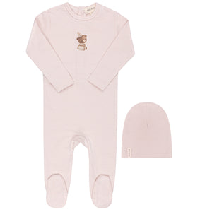 Ely's and Co Pink Organic Bear Collection Stretchie and Beanie