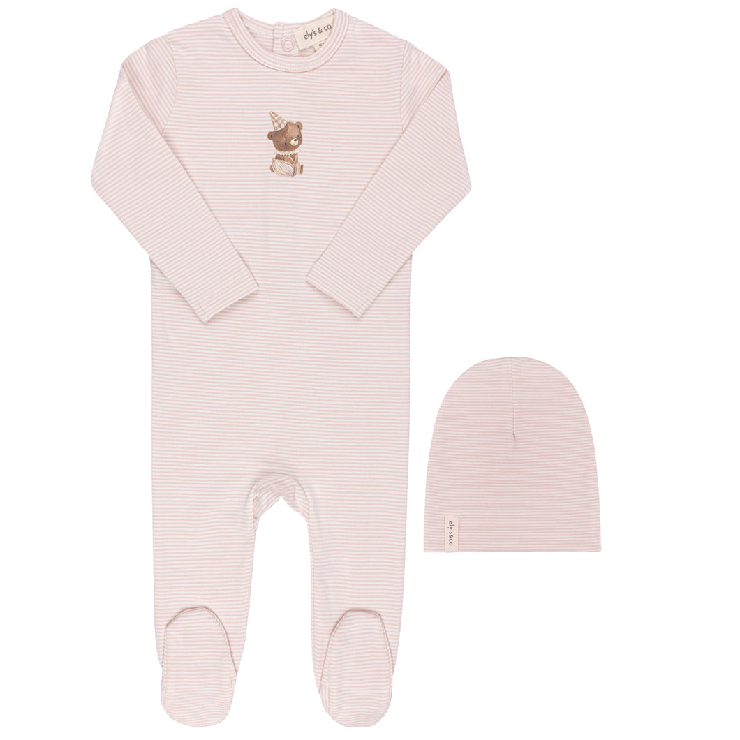 Ely's and Co Pink Organic Bear Collection Stretchie and Beanie