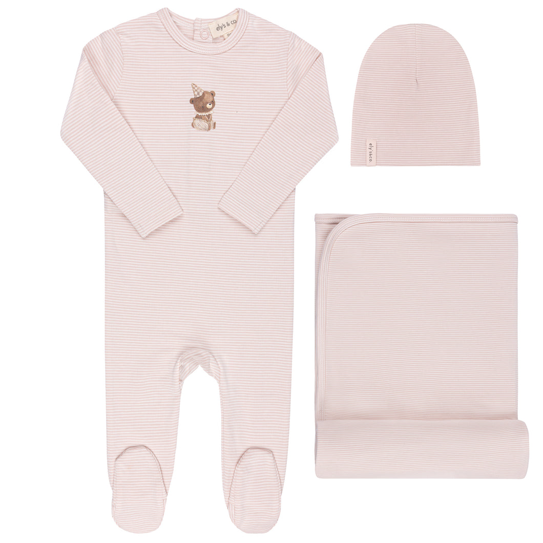 Ely's and Co Pink Organic Bear Collection Layette Set
