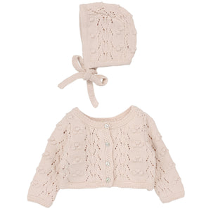Lillete Petal Popcorn Weave Cardigan Set