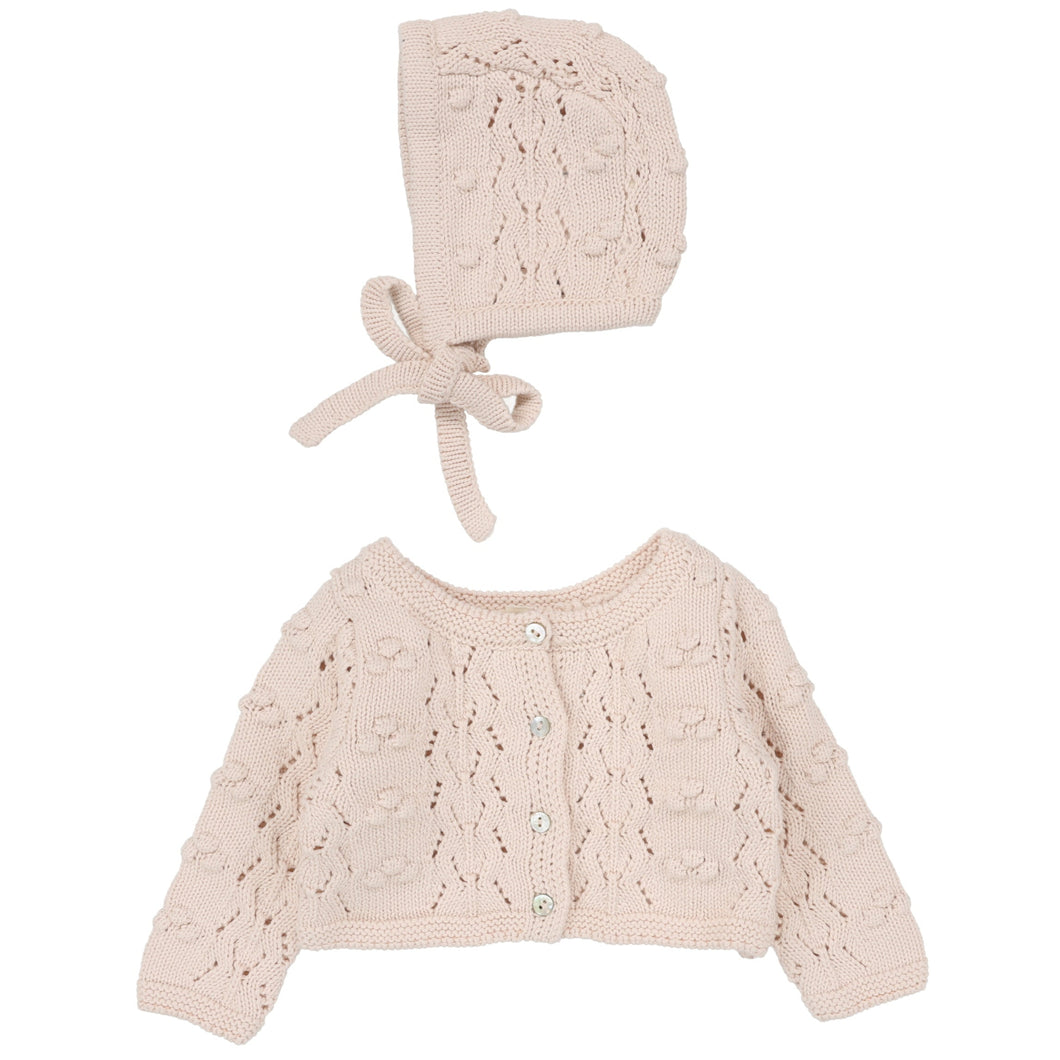 Lillete Petal Popcorn Weave Cardigan Set