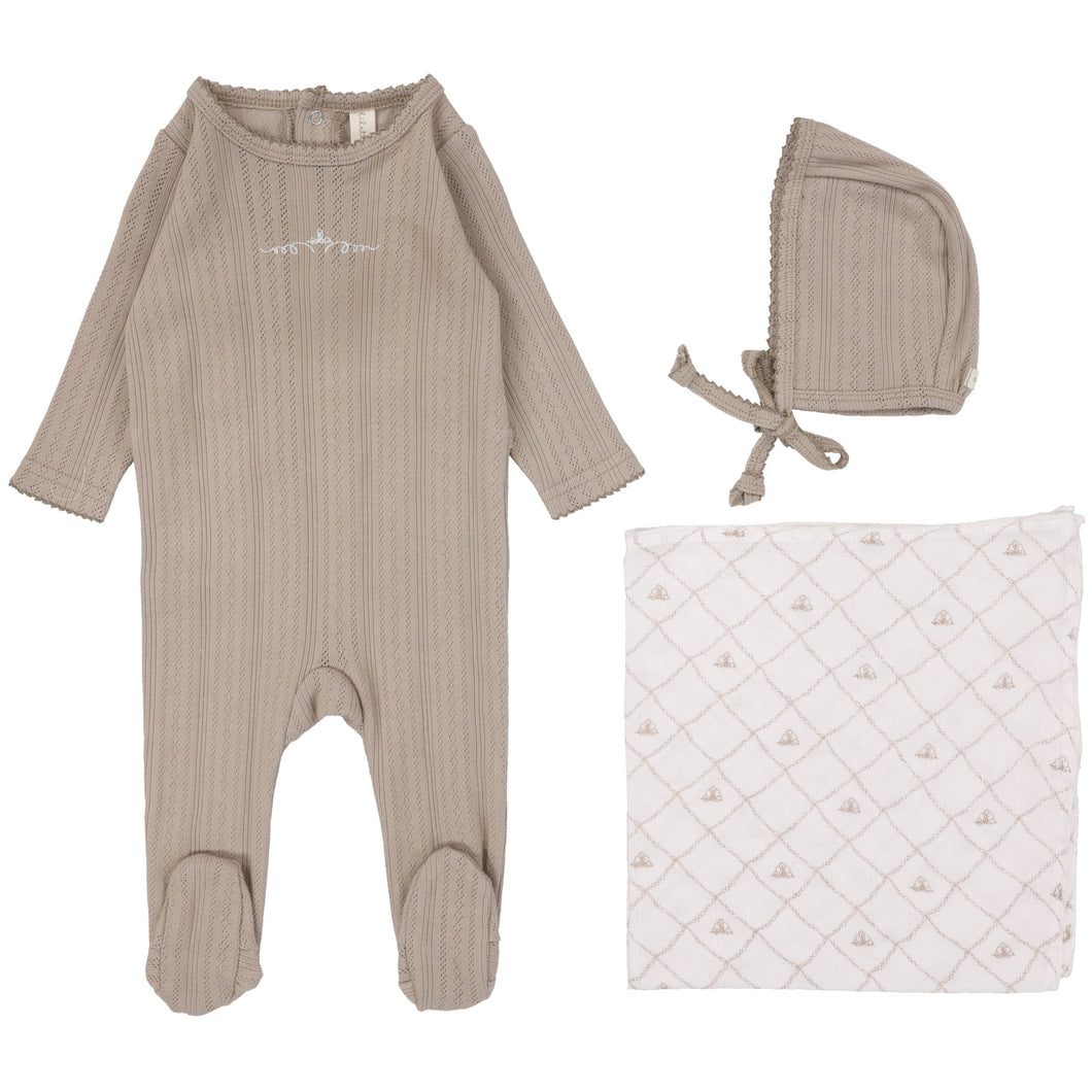 Lilette Oat Crown Pointelle Graphic Layette Set