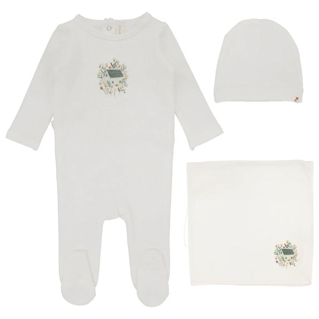 Lilette Winter White/Doll House Terry Print  Layette Set