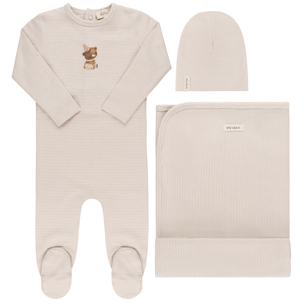 Ely's and Co Tan Organic Bear Collection Layette Set