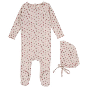 Lilette Pink Vintage Floral Stretchie and Bonnet