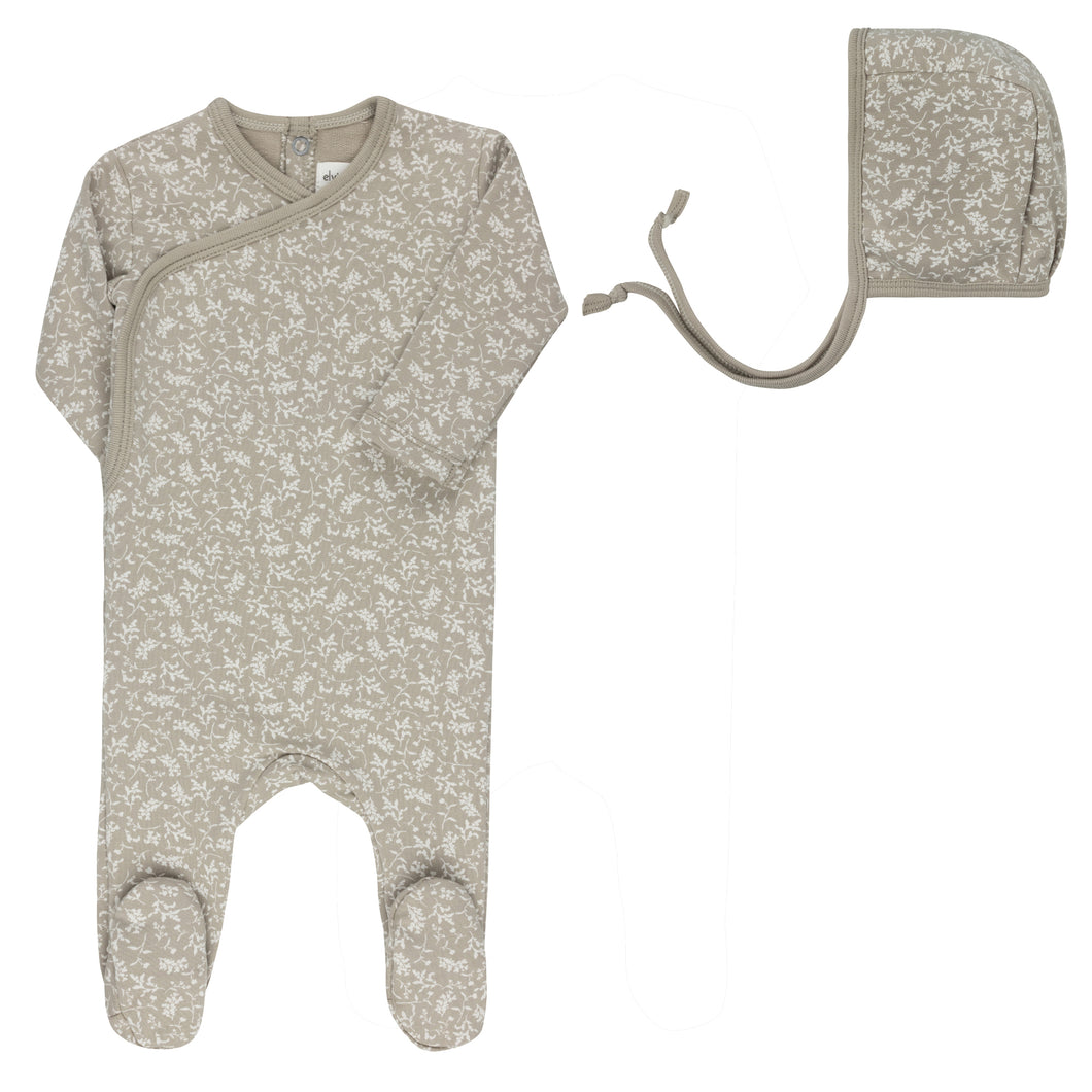 Ely's and Co Sage Vine Collection Stretchie and Bonnet