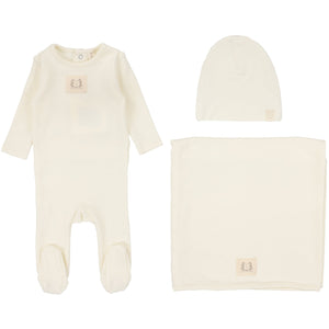 Lilette Cream Pointelle Emblem Layette Set